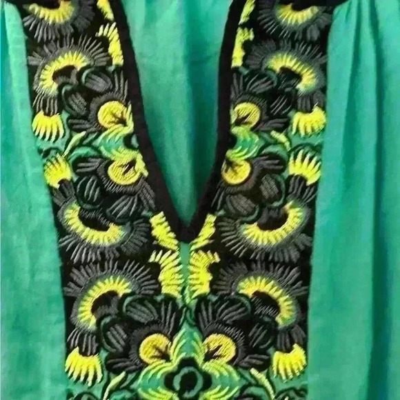 Christophe Sauvat Teal Embroidered Off the Shoulder Embroidered Blouse size XS - Picture 4 of 7